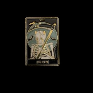 Santa Muerte Pin for Your Clothes: Embrace the Dark Side with this Unique and Eye-catching Accessory.